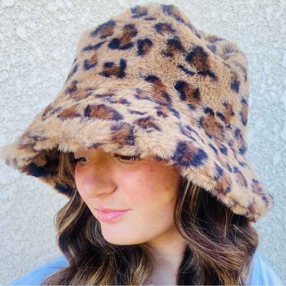Faux Fur Leopard Bucket Hat main image 7